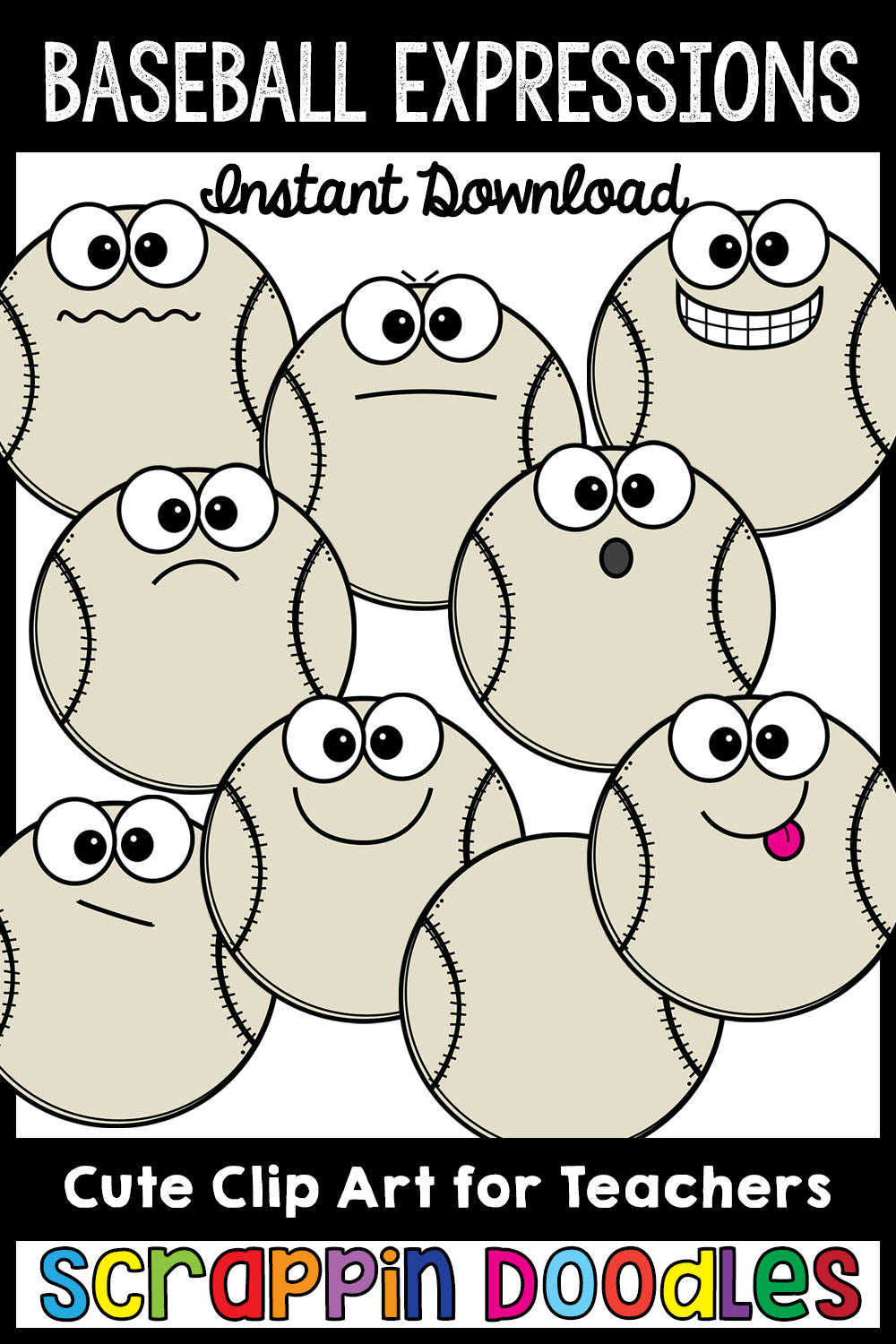 Baseball Facial Expressions Clip Art