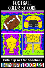 Football Color By Code Templates Commercial Use Number