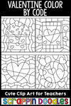 Valentine Color By Code Templates Commercial Use