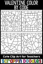 Valentine Color By Code Templates Commercial Use