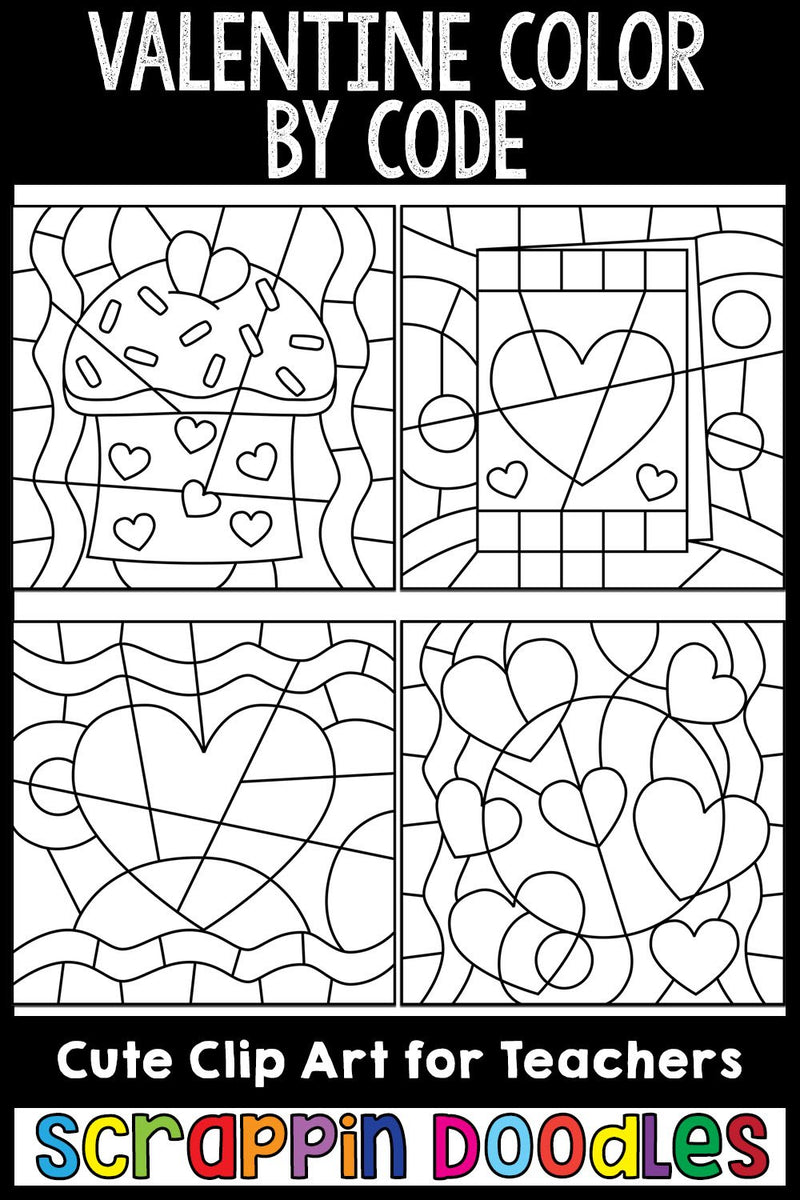 Valentine Color By Code Templates Commercial Use