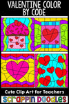 Valentine Color By Code Templates Commercial Use