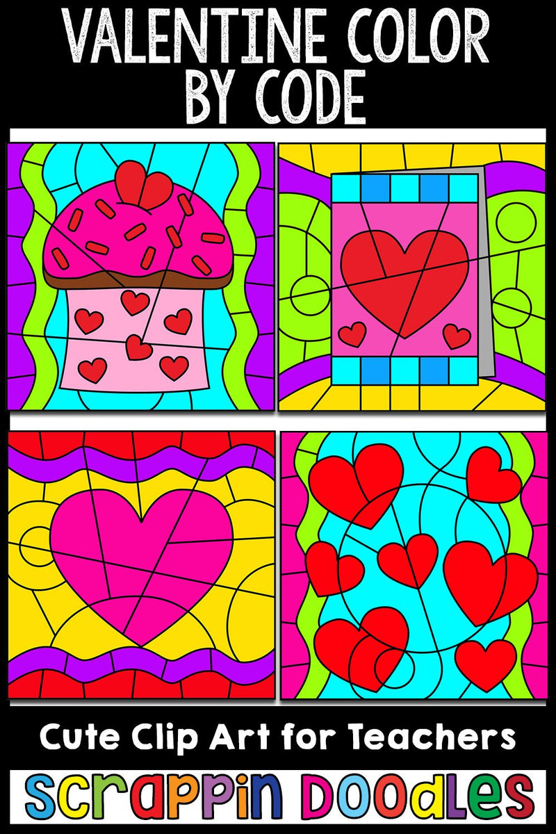 Valentine Color By Code Templates Commercial Use