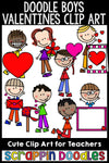 Doodle Boys Valentines Clip Art Kids Commercial Use