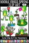 Doodle Frogs Spring Clip Art