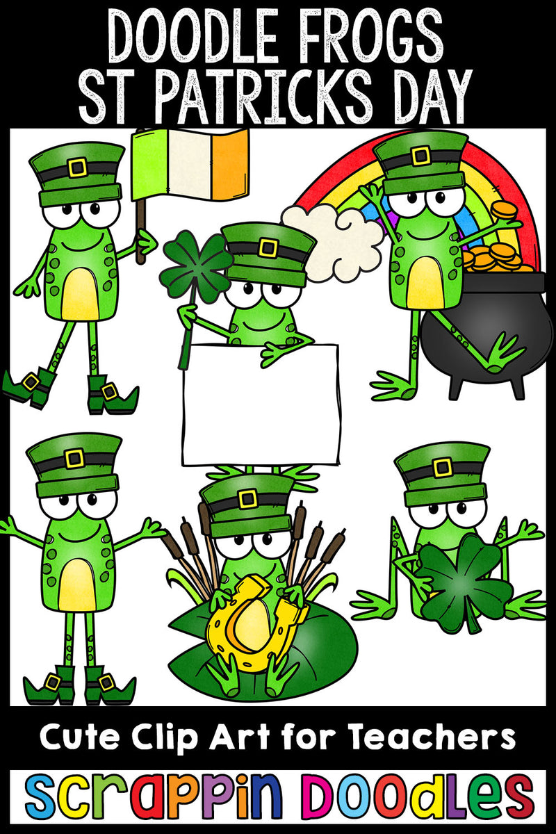 Doodle Frogs St Patricks Day Clip Art Commercial Use