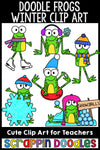 Doodle Frogs Winter clip art 