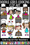 Doodle Girls Cooking Clip Art