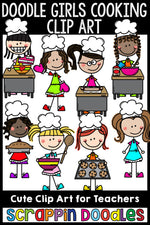 Doodle Girls Cooking Clip Art