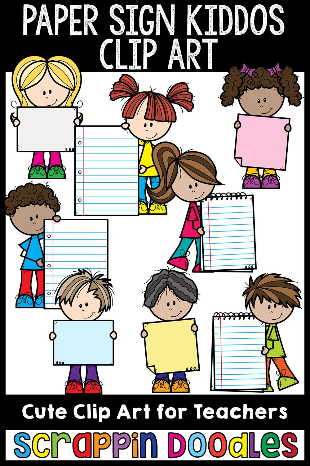 Paper Sign Kiddos Clip Art kids holding sign