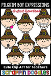 Pilgrim Boy Expressions Thanksgiving Clip Art