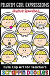 Pilgrim Girl Expressions Thanksgiving Clip Art