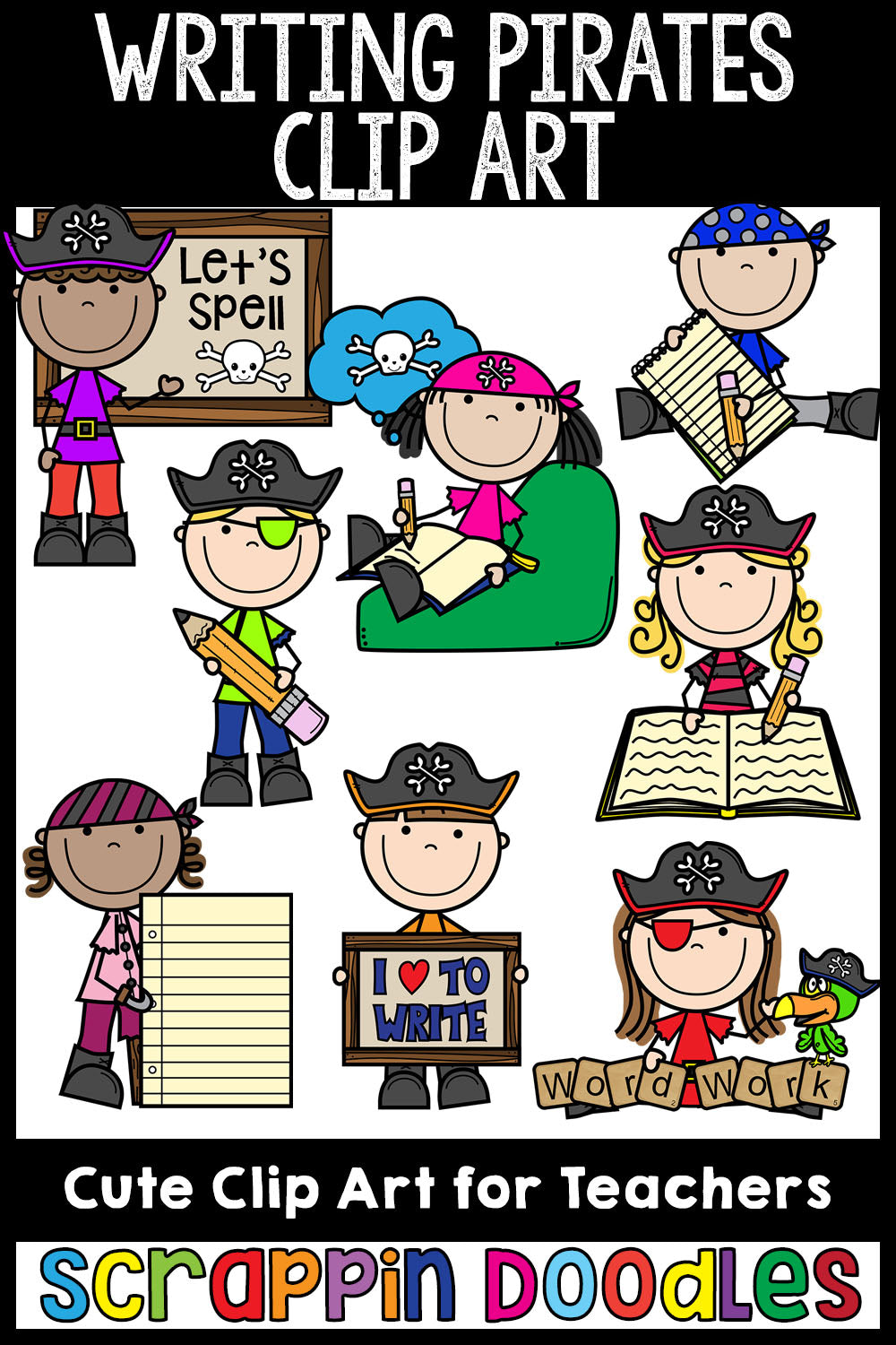 Writing Pirates Clip Art