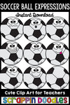 Soccer Ball Facial Expressions Clip Art