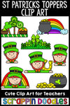 St Patricks Day Toppers Clip Art Commercial Use Borders Dividers Leprechaun