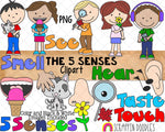 5 Senses Clip Art - Five Human Senses - Hear -See -Taste - Touch - Smell - Commercial Use PNG Sublimation