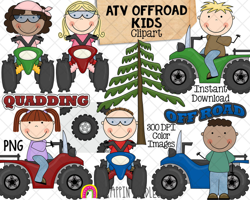 ATV Off Road Kids ClipArt - Motocross - OffRoad Motor Sports - Quadding - Commercial Use PNG