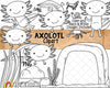 Axolotl ClipArt - Salamander - Amphibian - Commercial Use - Sublimation Graphics - Hand Drawn PNG