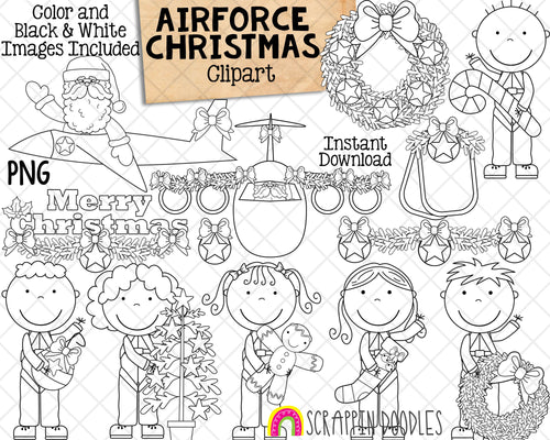 Christmas Air Force ClipArt - Airforce Holiday Army Graphics - Commercial Use PNG