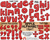 Apple Alphabet ClipArt - Apple Letters Clip Art - Numbers - PNG Graphics - Math Signs - Instant Download Sublimation Graphics