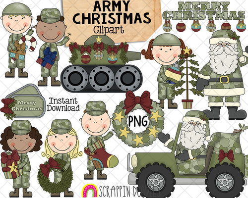 Christmas Army ClipArt - Camo Santa Claus - Christmas Army Base Graphics - Commercial Use PNG - Sublimation 