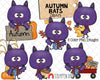 Autumn Bats ClipArt - Fall Bat Clipart - Vampire Bats - Commercial Use PNG Graphics - Included- 6 ClipArt images - Color only- PNG Format- Commercial Use Allowed