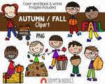 Autumn Clipart - Doodle Boys Fall Fun Clip Art