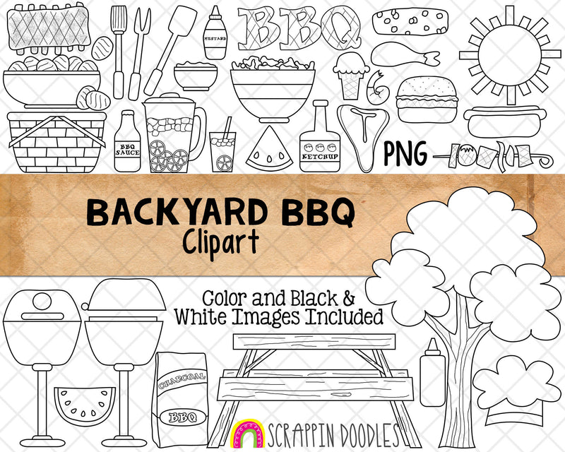 BBQ ClipArt -Barbecue Clipart - Picnic Clipart - Backyard Cookout - Summer