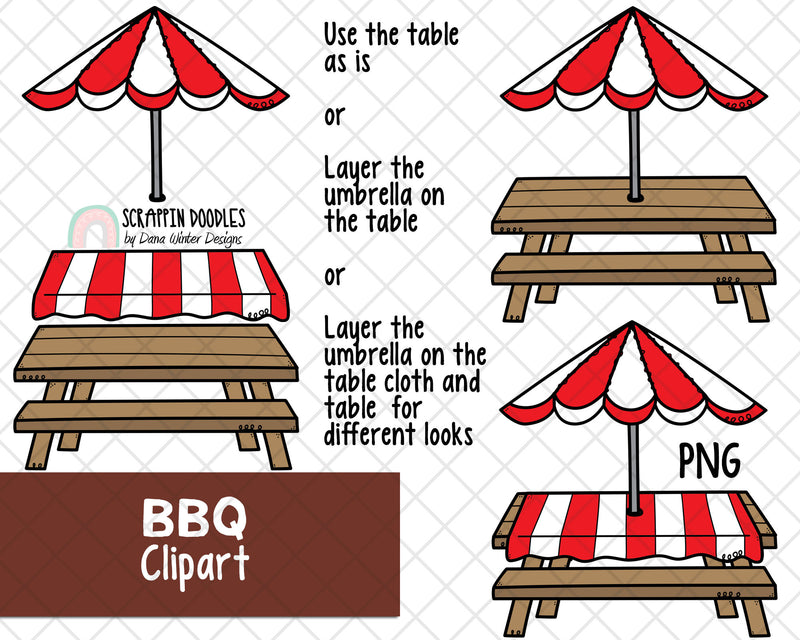 BBQ ClipArt -Barbecue Clipart - Picnic Clipart - Backyard Cookout