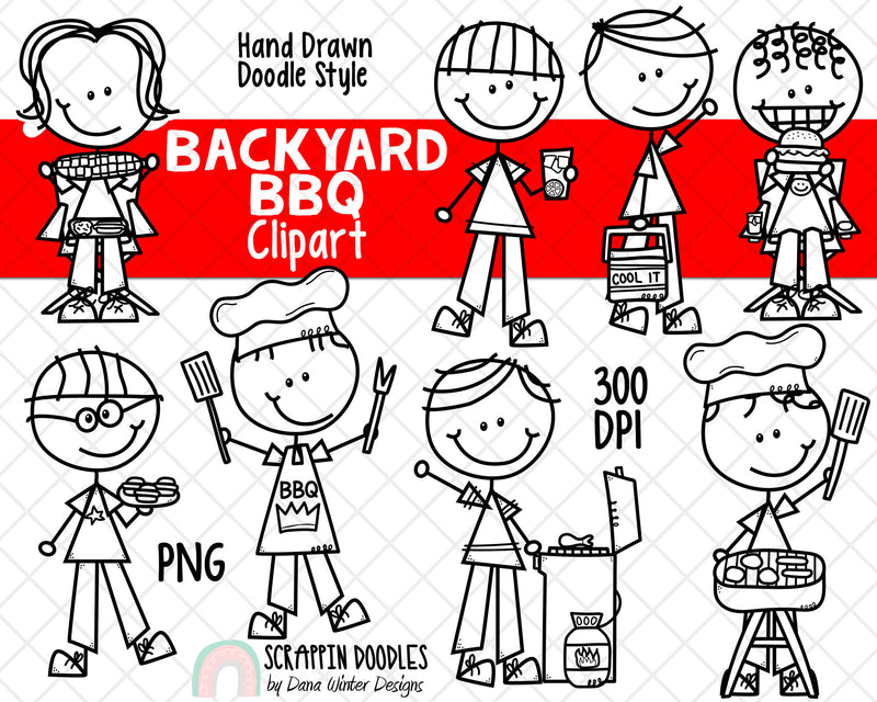 Backyard BBQ ClipArt -DoodleBoys Barbecue Clipart - Picnic Clipart - Backyard Cookout