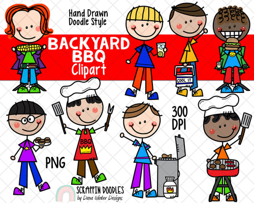 Backyard BBQ ClipArt -DoodleBoys Barbecue Clipart - Picnic Clipart - Backyard Cookout