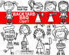 Backyard BBQ ClipArt -Doodle Girls Barbecue Clipart - Picnic Clipart - Backyard Cookout 