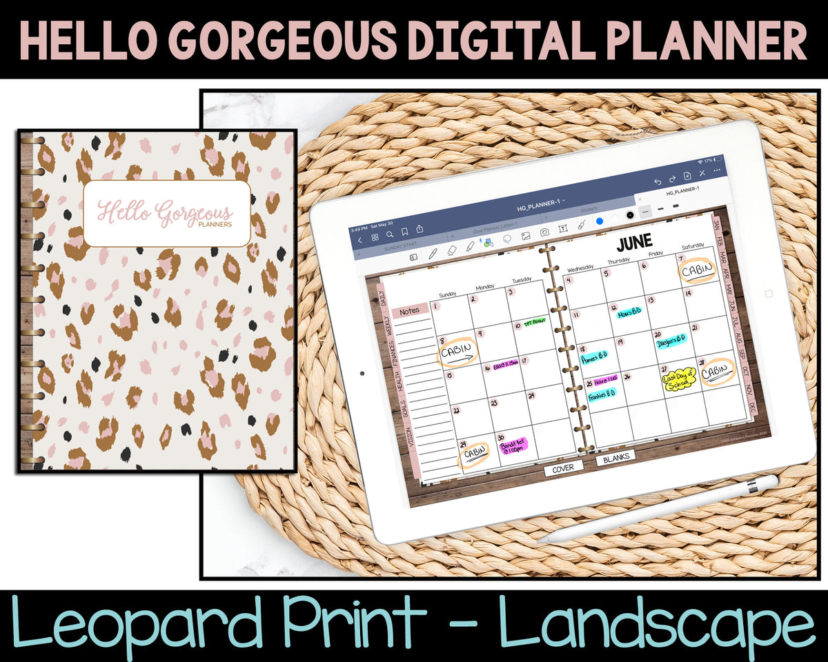 Hello Gorgeous Animal Print Digital Planner - Leopard Print - Undated Instant Download