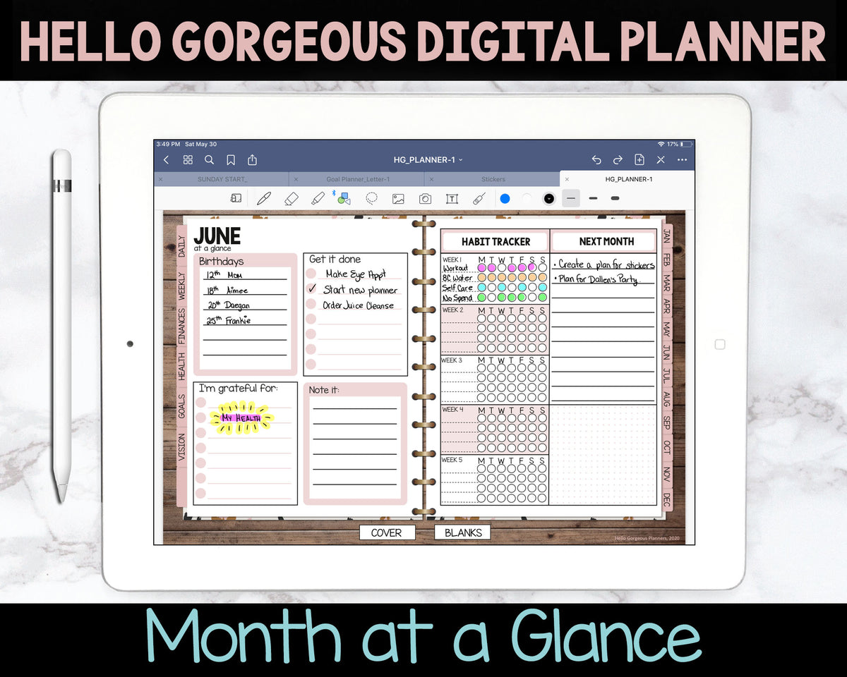 Hello Gorgeous Animal Print Digital Planner - Leopard Print - Undated Instant Download