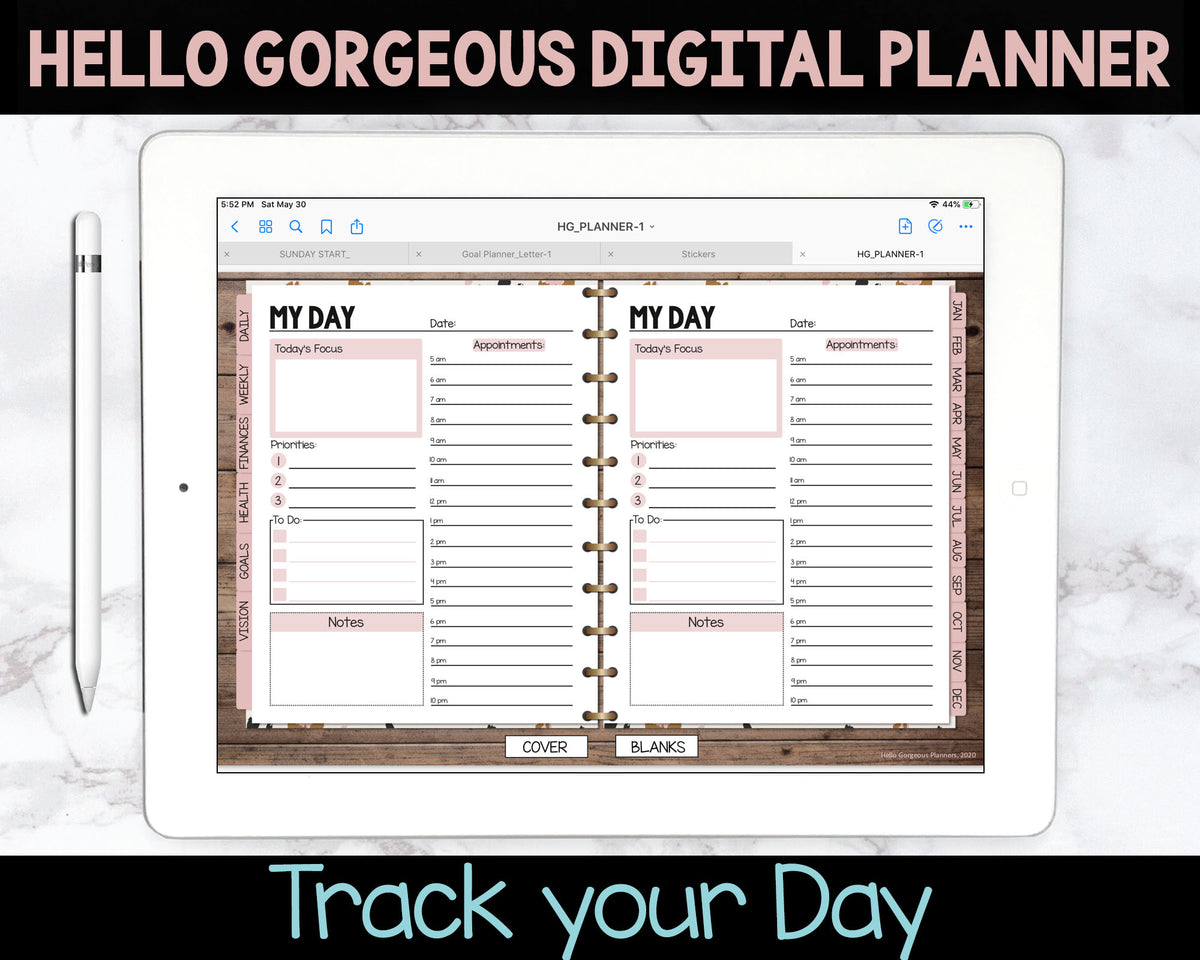 Hello Gorgeous Animal Print Digital Planner - Leopard Print - Undated Instant Download