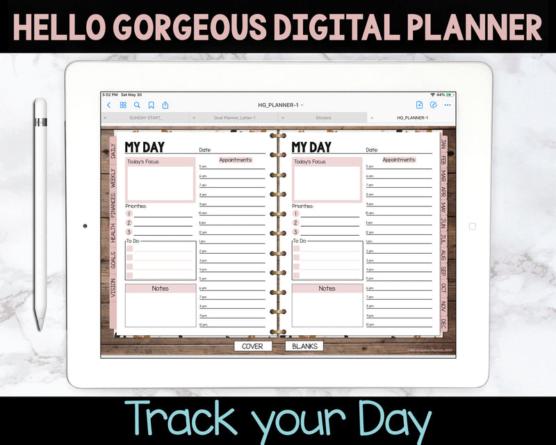 Hello Gorgeous Animal Print Digital Planner - Leopard Print - Undated Instant Download