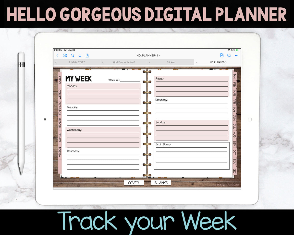 Hello Gorgeous Animal Print Digital Planner - Leopard Print - Undated Instant Download