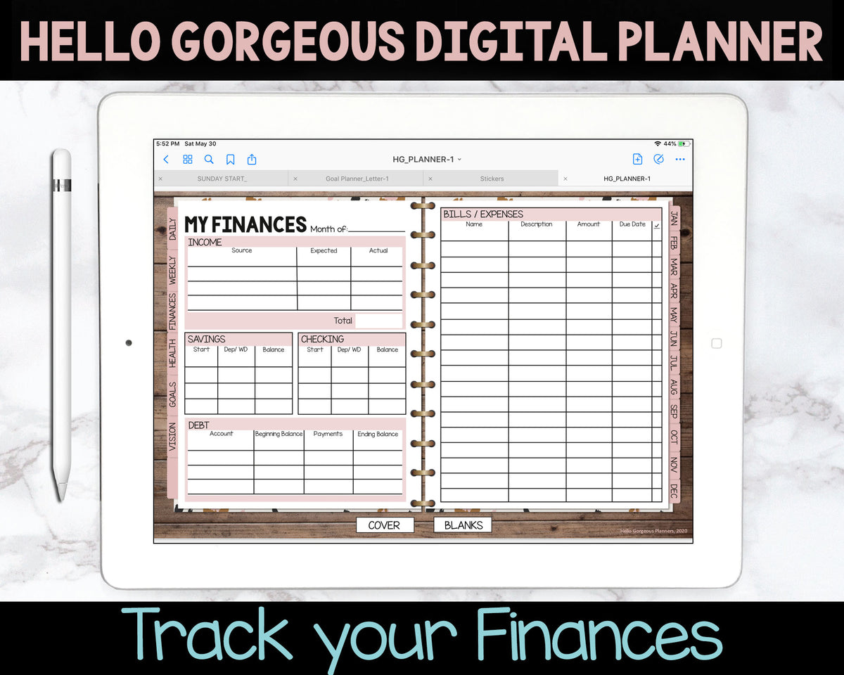 Hello Gorgeous Animal Print Digital Planner - Leopard Print - Undated Instant Download