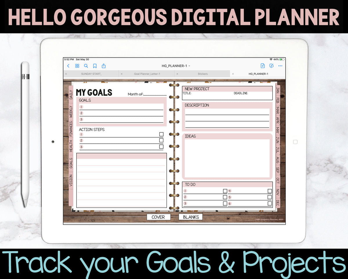 Hello Gorgeous Animal Print Digital Planner - Leopard Print - Undated Instant Download