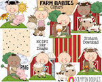 Farm Babies ClipArt - Baby Boys Girl on the Farm - Baby Shower - Commercial Use PNG Sublimation