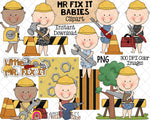 Mr Fix It Babies ClipArt - Baby Boys Construction Workers - Baby Shower - Commercial Use PNG Sublimation