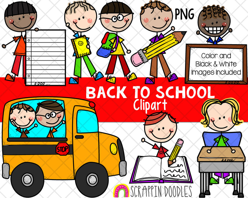 Doodle Kids Clipart Bundle - Doodle Boys and Girls Bundle 1