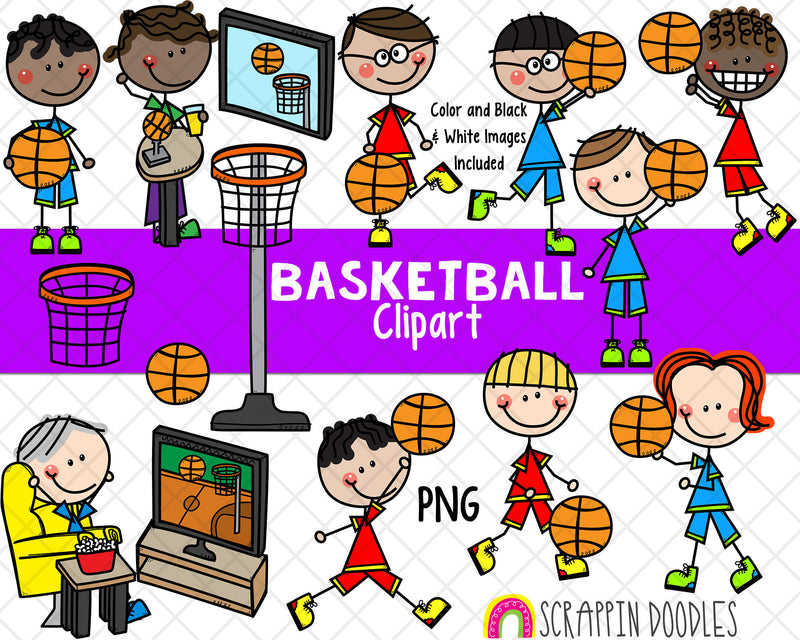 Basketball Clipart - Playing Basketball Clipart - Watching Basketball - Basketball Boys