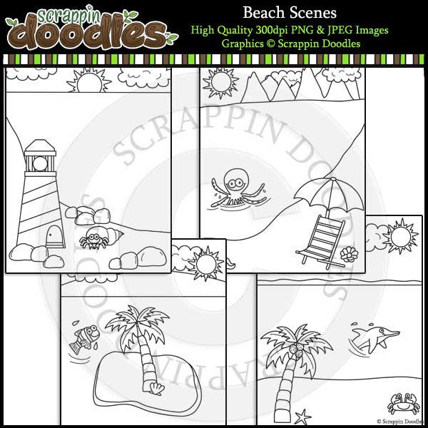 Beach Scenes Backgrounds - Summer Clip Art