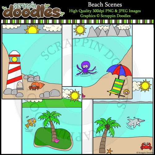 Beach Scenes Backgrounds - Summer Clip Art