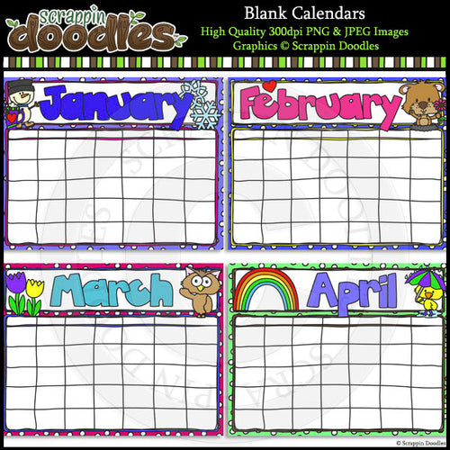 Blank Year Round Calendars - 4 Styles to Choose From