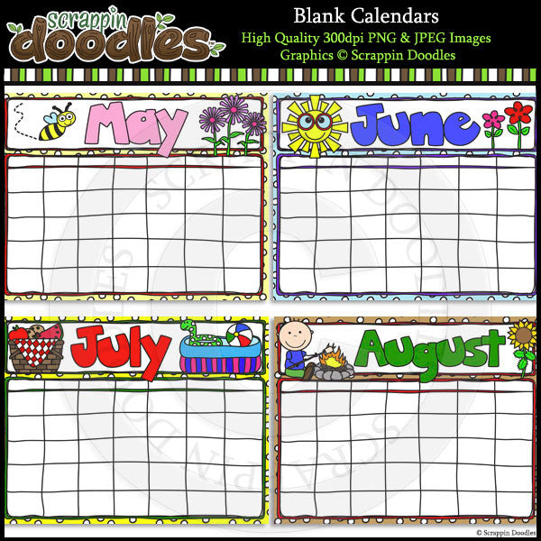 Blank Year Round Calendars - 4 Styles to Choose From