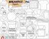 Breakfast Food ClipArt - Brunch - Waffles - Orange Juice - Pancakes - Bacon Slice - Eggs - Croissant - Bowl of Cereal - Commercial Use PNG