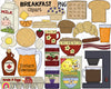Breakfast Food ClipArt - Brunch - Waffles - Orange Juice - Pancakes - Bacon Slice - Eggs - Croissant - Bowl of Cereal - Commercial Use PNG