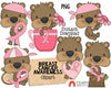 Breast Cancer Awareness Clip Art - Brown Bear Graphics - Hand Drawn PNG